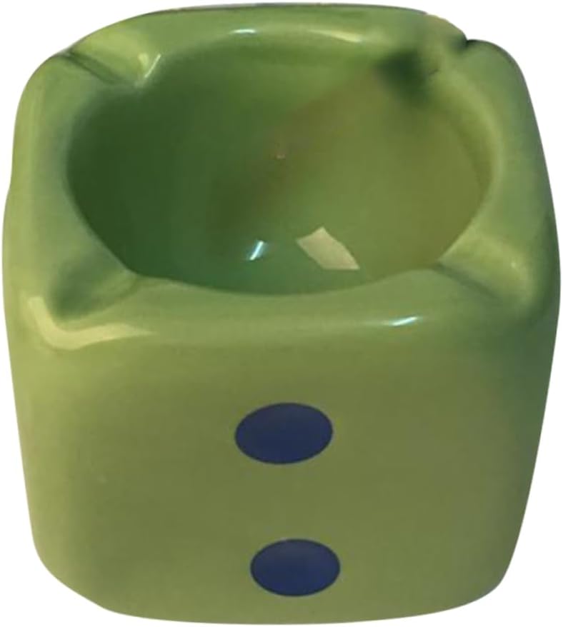 Creative Green Ceramic Dice Shaped Ashtray Stylish Desktop Ornament for Home Office Decor - Image 1